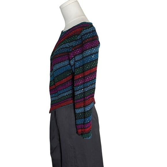 St. John Evening Sequin Stretch Knit Asymmetrical Top Size 8 Cocktail Party - Picture 2 of 12